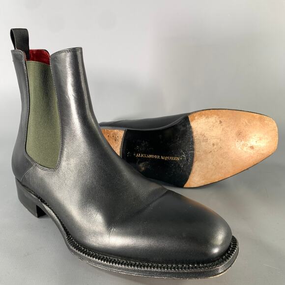ALEXANDER MCQUEEN Size 8 Black Leather Chelsea Boots main image 6
